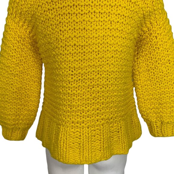 Loopy Mango Handmade Urban Fisherman Sweater S/M Sunshine Yellow Merino Wool - Picture 12 of 16